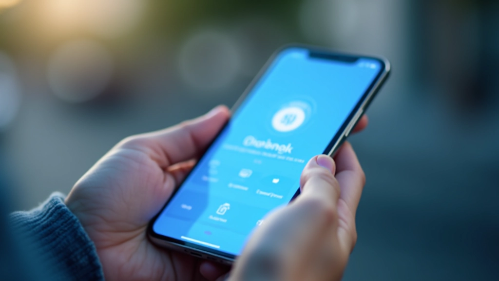 Smartphone affichant une application bancaire mobile moderne avec interface fintech